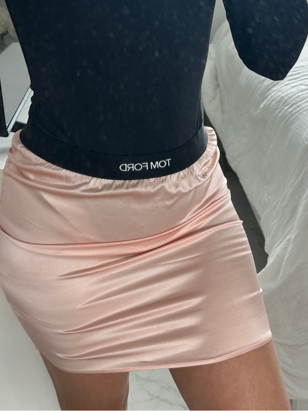 Tom Ford Blush Satin Mini Skirt